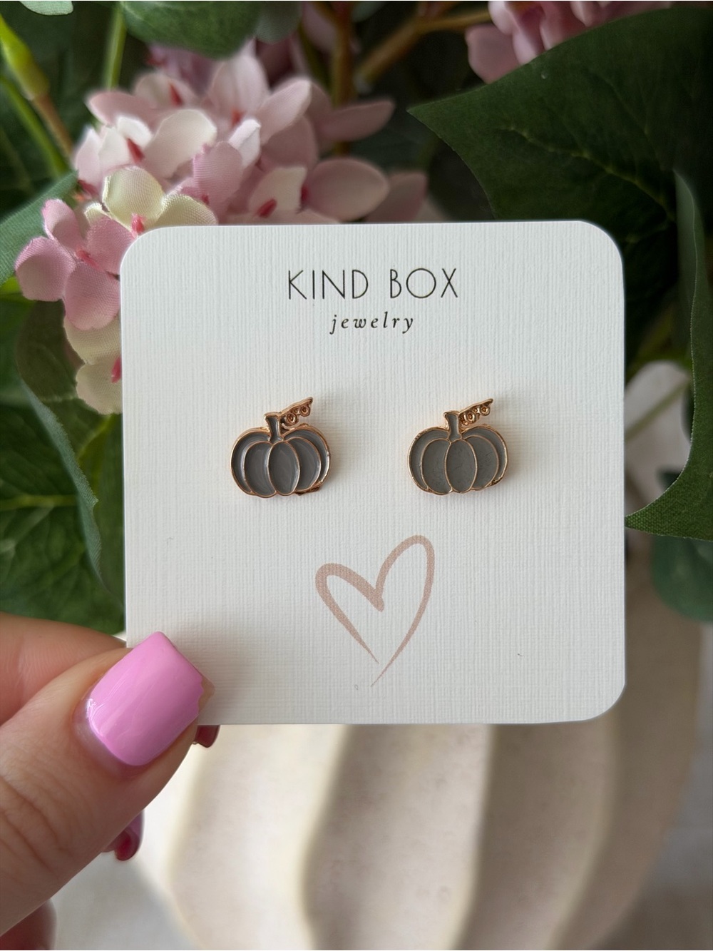 Kind Box Gold & Gray Pumpkin Stud Earrings